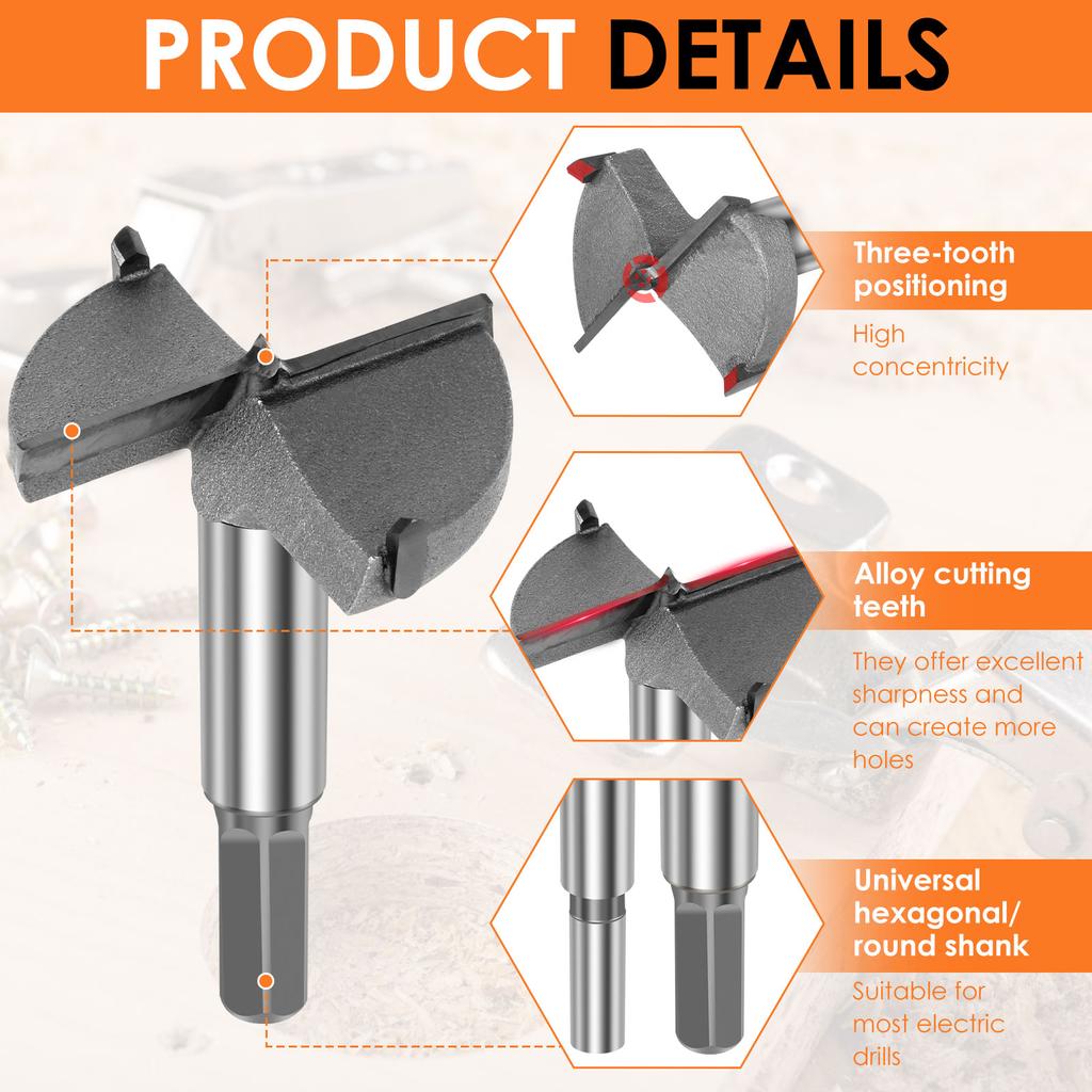 16mm-55mm Forstner Carbon Steel Boring Drill Bits Woodworking Self Centering Hole Saw Cemented Carbide Wood Cutter Tools Set