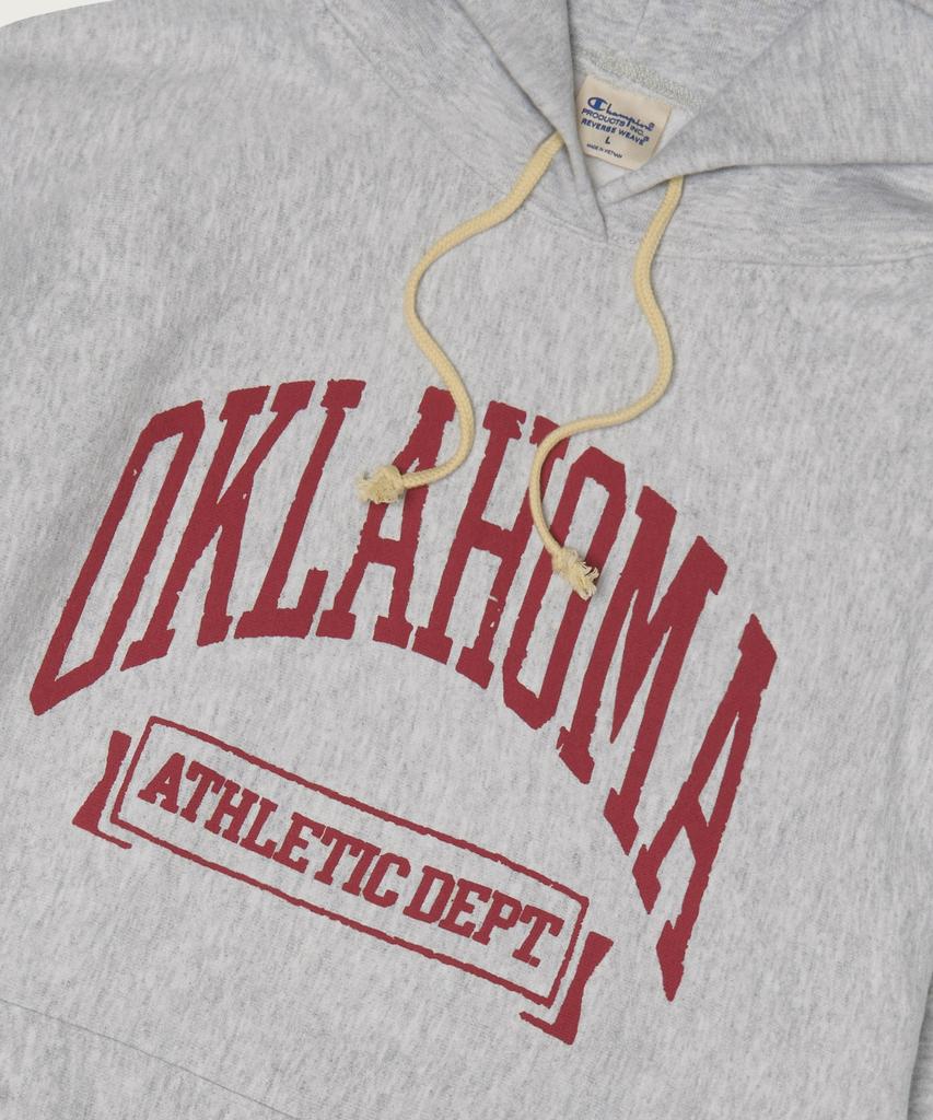 Reverse Weave Loose Fit College Hoodie Light Grey