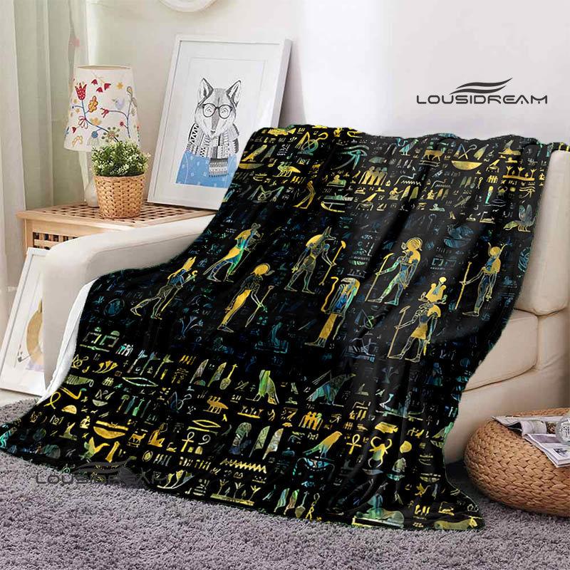 Egyptian Pictograph and Symbol Printing Blanket Children Warm Blankets Home Travel Soft and Comfortable Blanket Birthday Gift