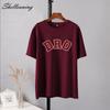 Shellsuning T-shirt da Donna con Stampa Grafica Semplice con Lettere, Estate, Cotone, Maniche Corte, Magliette Casual con Scollo a O, Top Trendy Streetwear