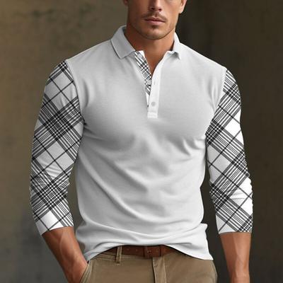 Fashion Men's Long Sleeve Polo Shirt Home Casual Comfortable Long Sleeve Button Down Top
