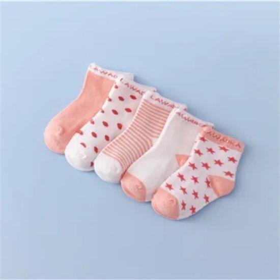5 párů/sada Novorozenci Chlapci Dívčí Ponožky Pruhované Bavlněné Kreslené Módní Ponožky Pro Dívky Chlapci Batole Podzim Zima 0-3R