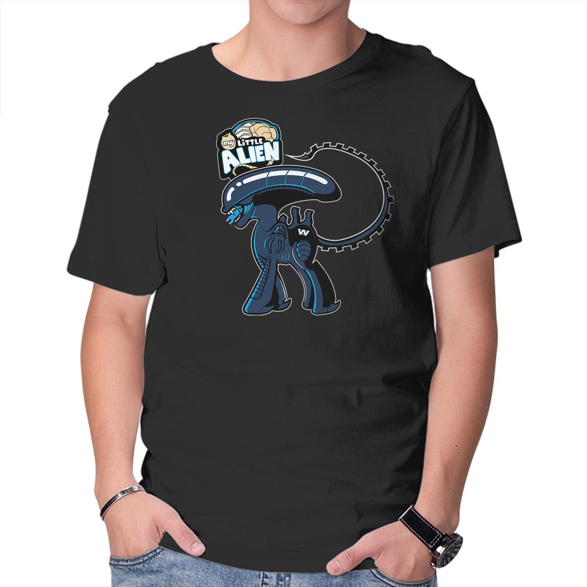 Unisex Crew Neck T-Shirt My Little Alien Graphic Short Sleeve Casual Tee S