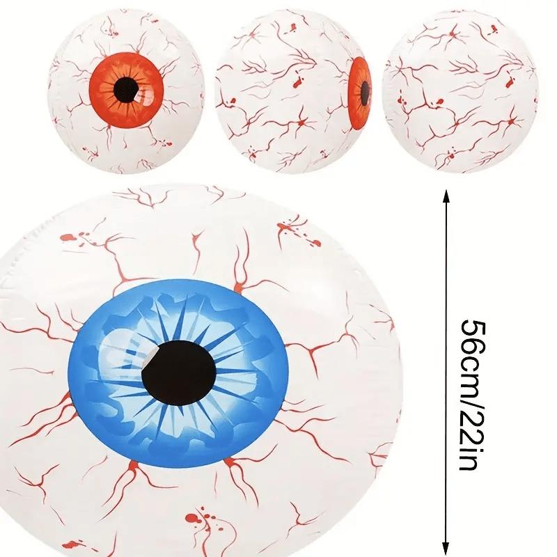 6pcs Halloween Inflatable Eyeball Balloons 22 Inch 3-color Horror Theme Party Eyeball Balloons For Halloween Scary Decorations