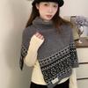 Pullover Fair Isle Style Knitted Shawl Thicken Neck Wraps Simple Jacquard Scarf  Women