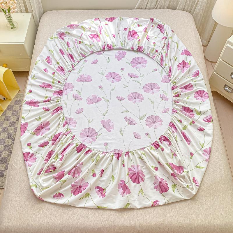 100% Cotton Bed Sheets Flower Printed Fitted Bed Sheet On Elastic Single/Queen/King Pure Cotton Bedsheets Sabanas Matrimoniales