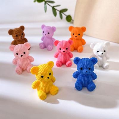 30pcs Color Random Mini Resin Bear Figurines Textured Design, for Fairy Garden, DIY Crafts, Desktop Decor, Gift Box, Multicolor
