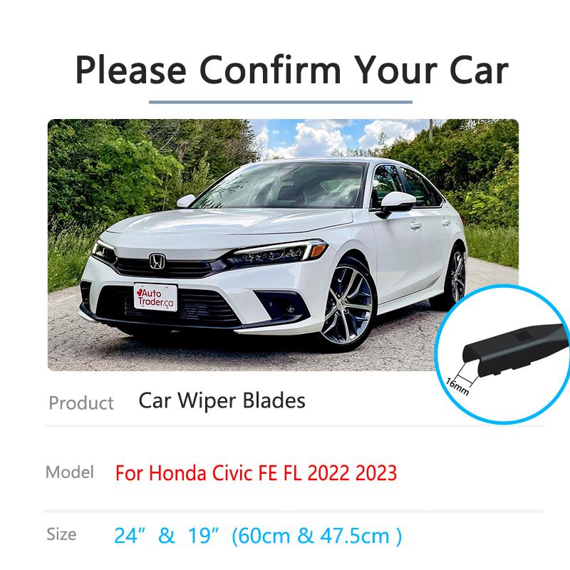 2x Für Honda Civic FE FL MK11 2022 2023 Für Rahmenlose Wischer Klingen Gummi Tablet Windschutzscheibe Windschutz Windows Ersatz