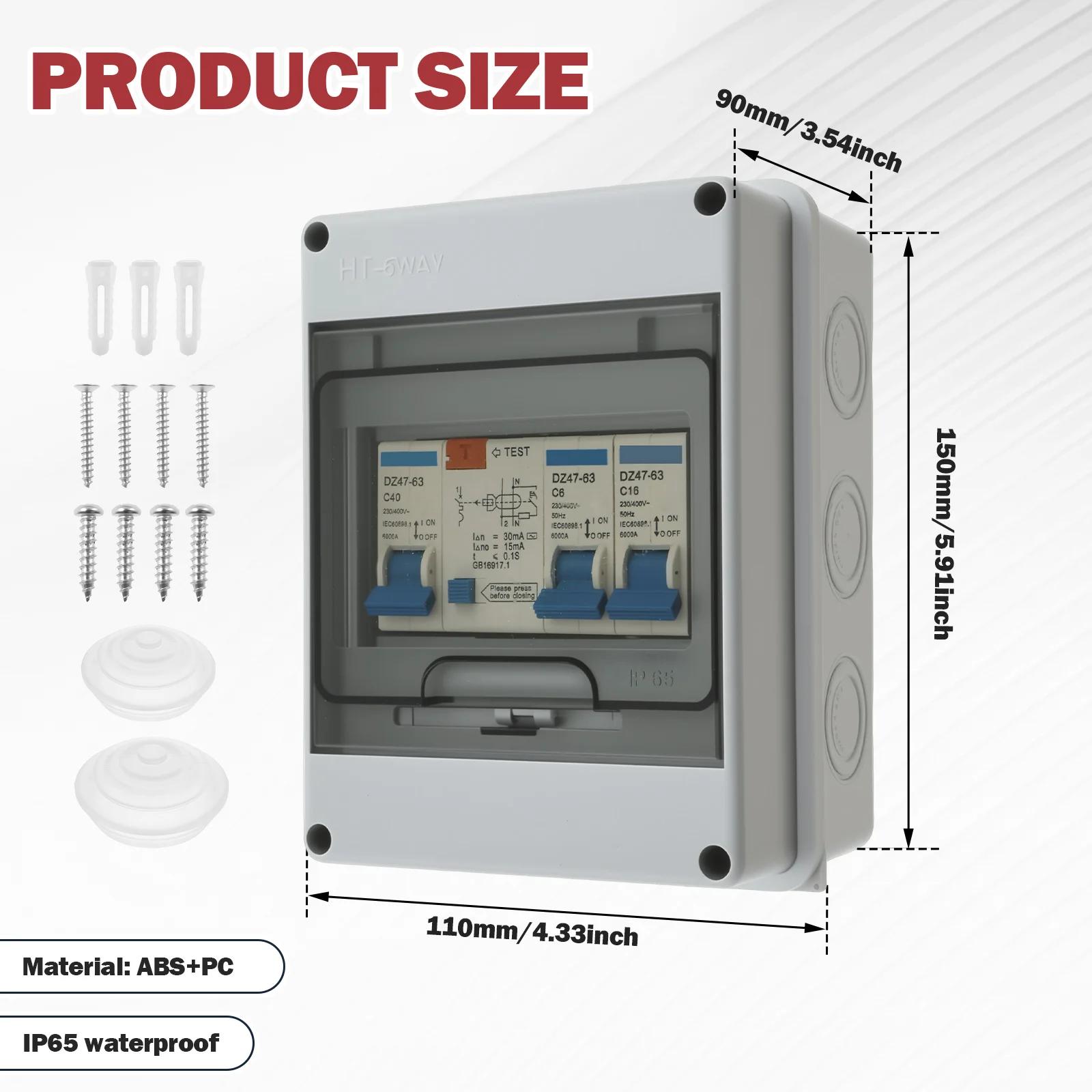 

2 Way Consumer Unit Circuit Breaker Garage Consumer Unit Circuit Breaker Panel IP65 Anti-Leakage Fuse Box for Caravans Garages 50A