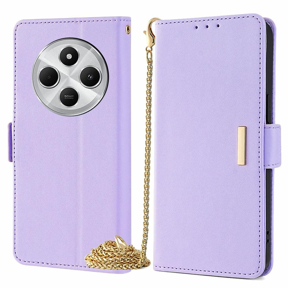 Phone Case For Xiaomi Redmi 14C 4G/14R 5G/A4 5G/Poco C75 4G PU Leather Wallet Stand Cover with Crossbody Shoulder Strap