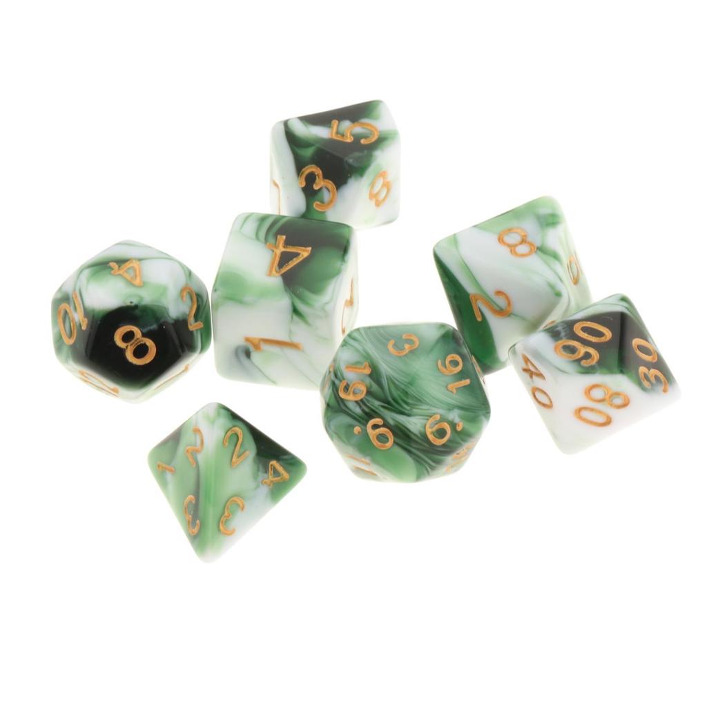 7pcs/set Double-Colors Acrylic Polyhedral Dice Set D8 D10 D10% D12 D20 for Board Games Family Games RPG
