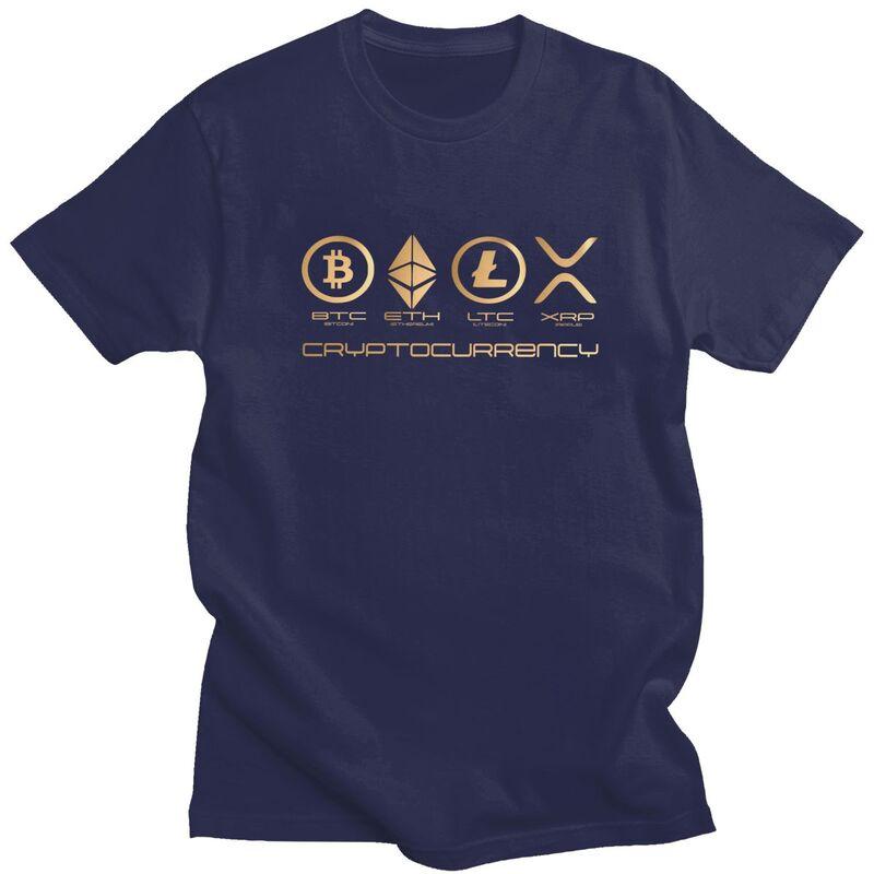 Custom Ripple XRP T Shirt for Men Pure Cotton Tshirt Tee Short Sleeves Bitcoin Crypto Cryptocurrency Tshirts Slim Fit
