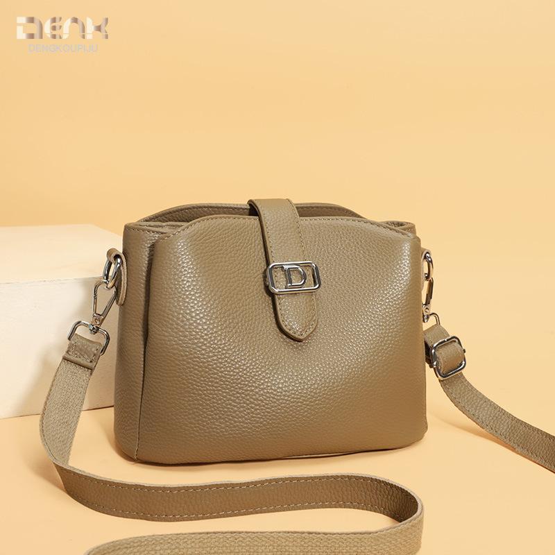 Dámská taška z pravé kůže Módní ležérní velkokapacitní kbelíková taška Hovězí kůže Taška přes rameno crossbody