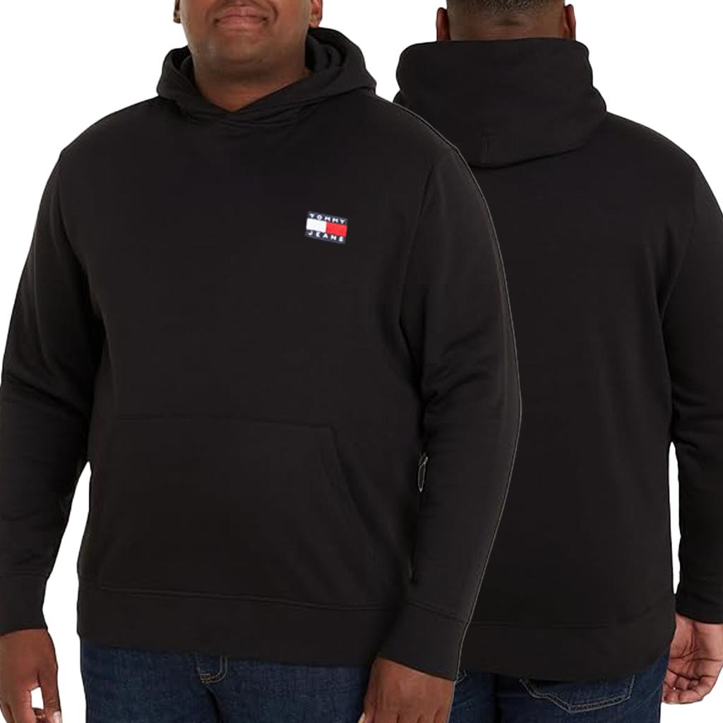 Tommy Jeans Men' Black Kangaroo Sweatshirt Plus Size Dm0Dm17988-Bds 5Xl