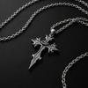 Personality Hip-Hop Thorn Rose Pattern Spiked Carved Cross Pendant Necklace for Women Gothic Comic Halloween Party Jewelry Gifts