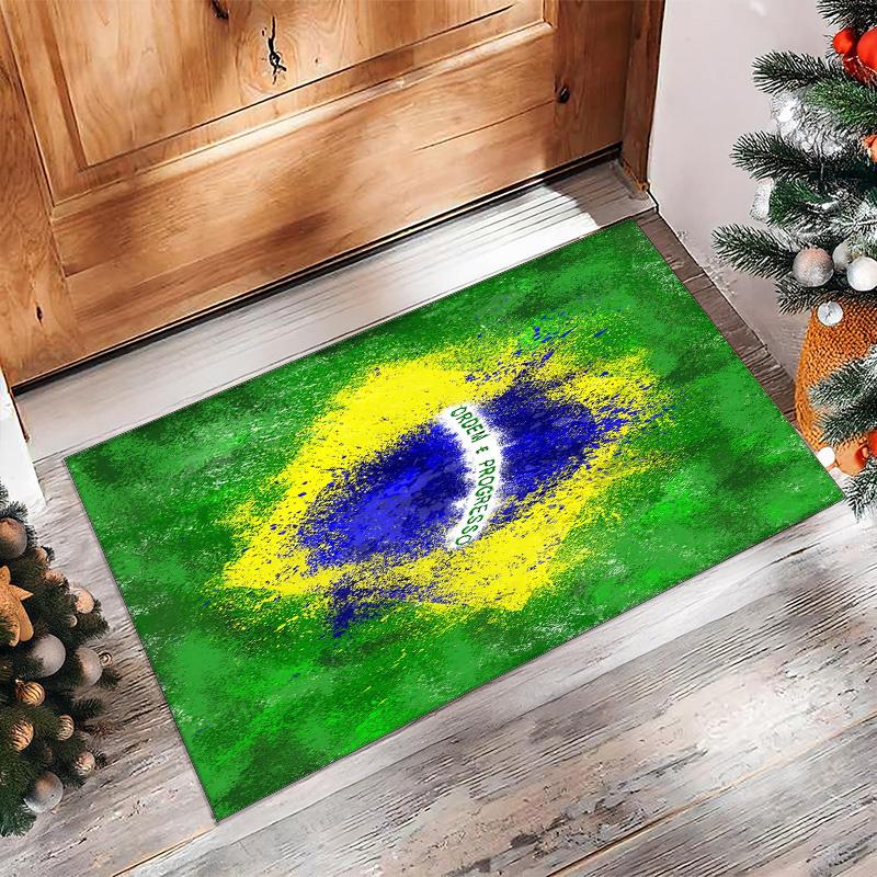 Brazil national football team Printed Flannel Area Rug Non Slip Soft Polyester Floor Carpet Indoor Decor Mat for Bedroom Living Room Sofa