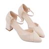 2025 Pointed Soft Leather Sandals Women's Summer New Bag Head One-word Buckle High Heels Hollow Single Shoes Women