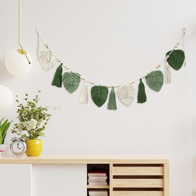Bohemian Macrame Leaves Wall Hanging Backdrop Art Decor Chic Leaf Woven