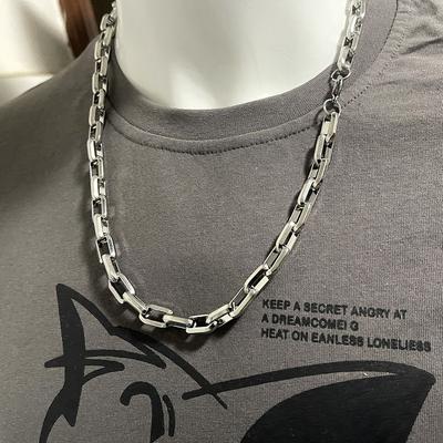 Collana da uomo in acciaio al titanio color argento con collana traforata collana in metallo hip hop uomini