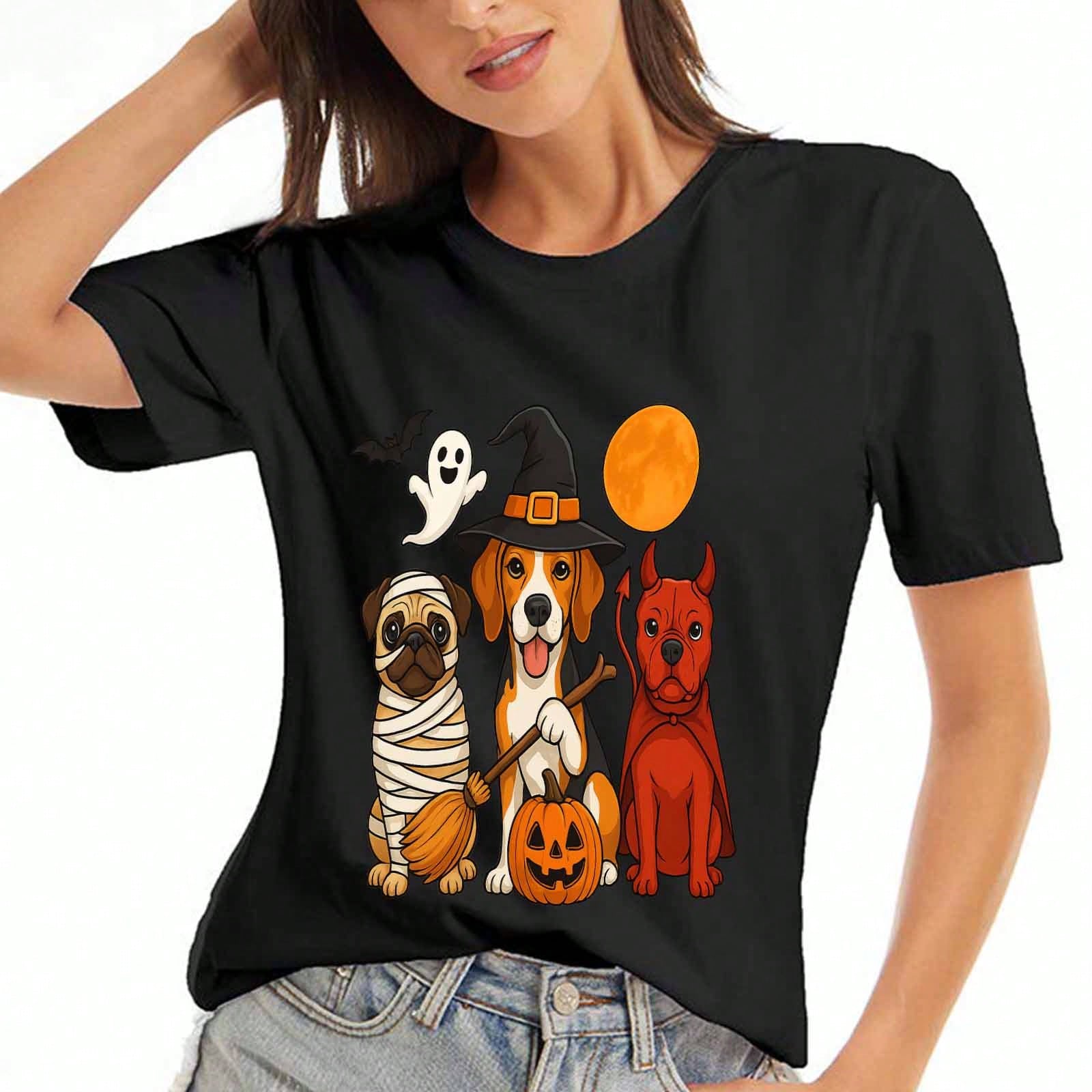 Halloween Boo Crew unisex Cotton T Shirt, Premium Cotton Graphic Print, Durable, Casual & Fashionable, Cute Cartoon Monsters , Mummy, Pumpkin, Grim R S
