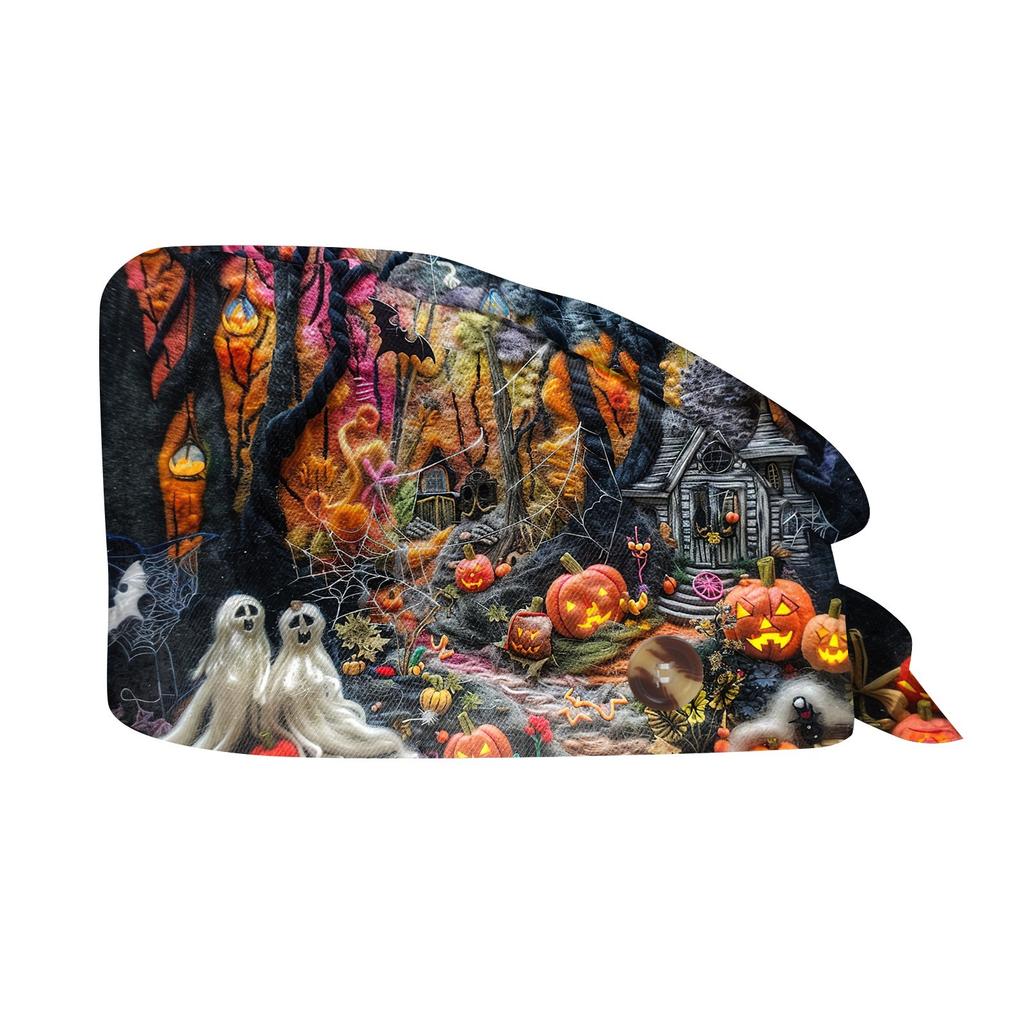 Cappello da lavoro con stampa di Halloween alla moda, cappello casual da lavaggio, berretto da borsa