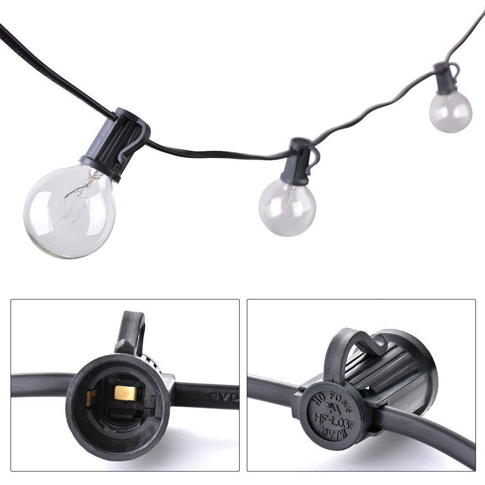 G40 Tungsten Filament String Lights, 25 Bulbs, 220V/110V, Indoor & Outdoor Decorative.