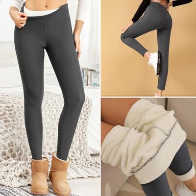 Winter-Leggings mit Fleece-Futter für Damen, Thermo-Strumpfhose, einfarbig, extra dick, mit Fleece-Futter