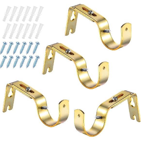 Frienda 4 Pcs Curtain Rod Support Brackets White Adjustable Curtain Rod Hangers for 1 Inch Diameter General Hardware Holders Wall Bracket Hanger