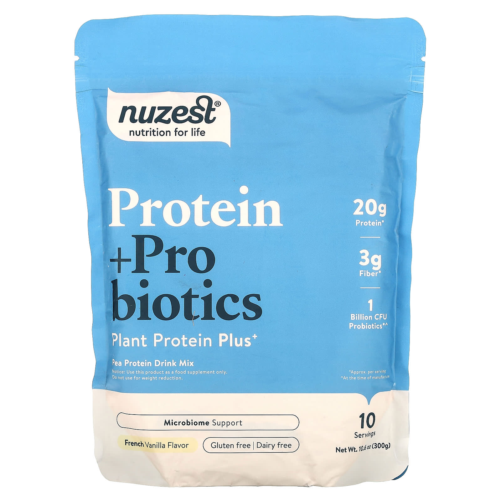

Nuzest, Protein + Probiotic, French Vanilla, 10.6 oz (300 g)