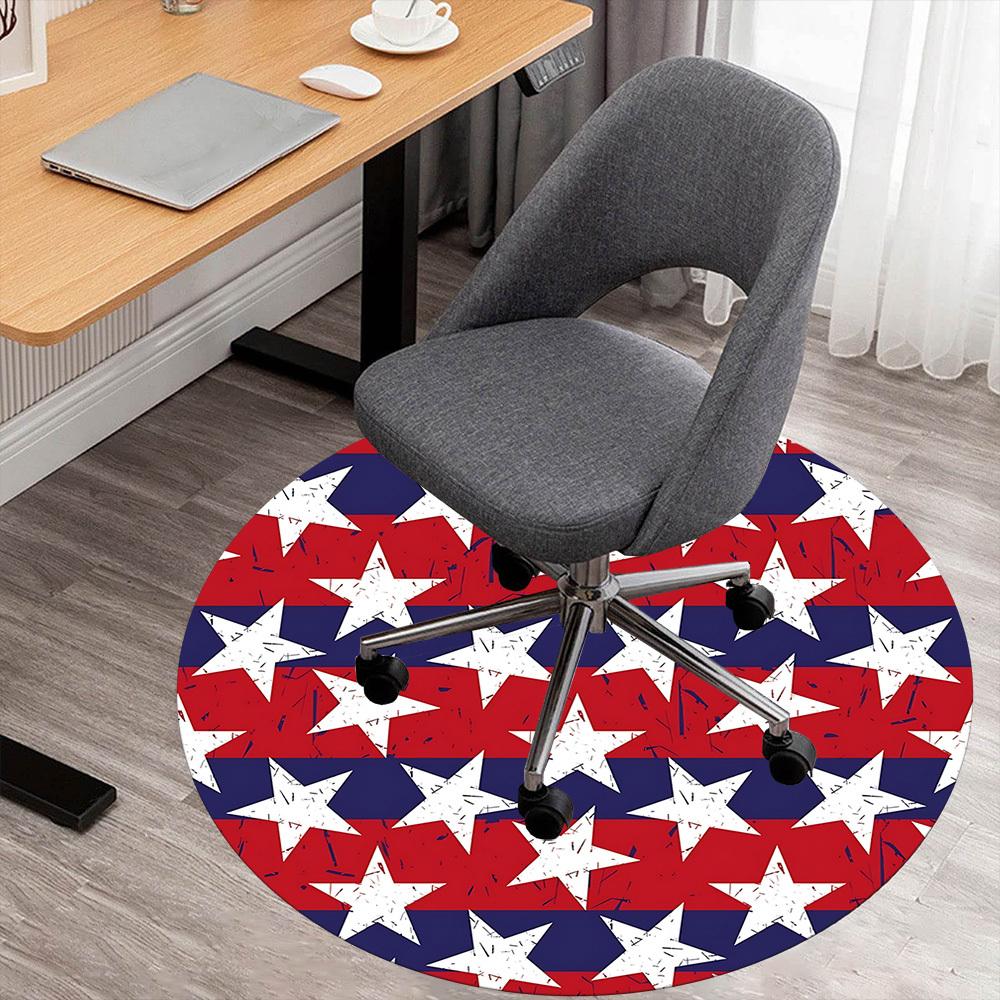 1pc Stars Flag Round Chair Mat Area Rug - Non-Slip, Floor Mat for Office, Bedroom, and Indoor Decor C1125658