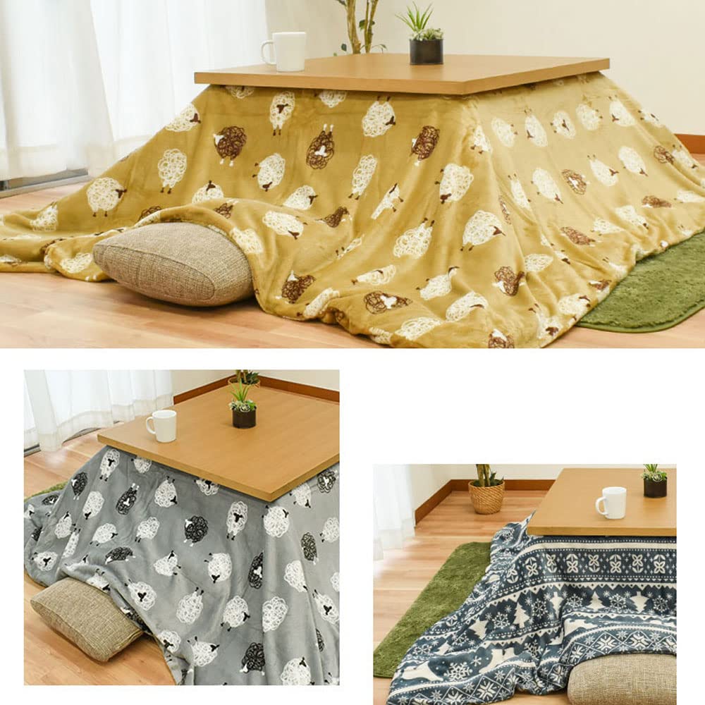 Kotatsu Futon Cover, Square, 215x215cm, Sheep Design, Gray Flannel, Stylish, Cute, Nordic, Modern, Kotatsu Cover, Kotatsu Cover, Sheep, Kotatsu Futon,