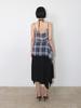 MEENDERI Sheer Asymmetric Check Bustier - Black