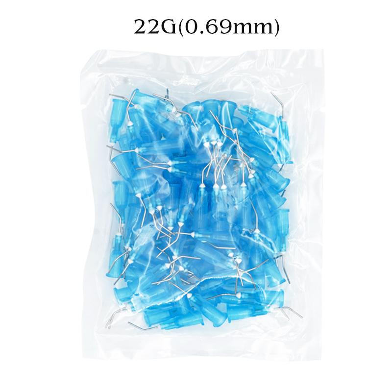 

100Pcs Dental Irrigation Bent Needle Tips Dental Flow Sealant Etchant Composite Resin Acid Reagent Delivery Syringe Tips 22/25G Professional Grade