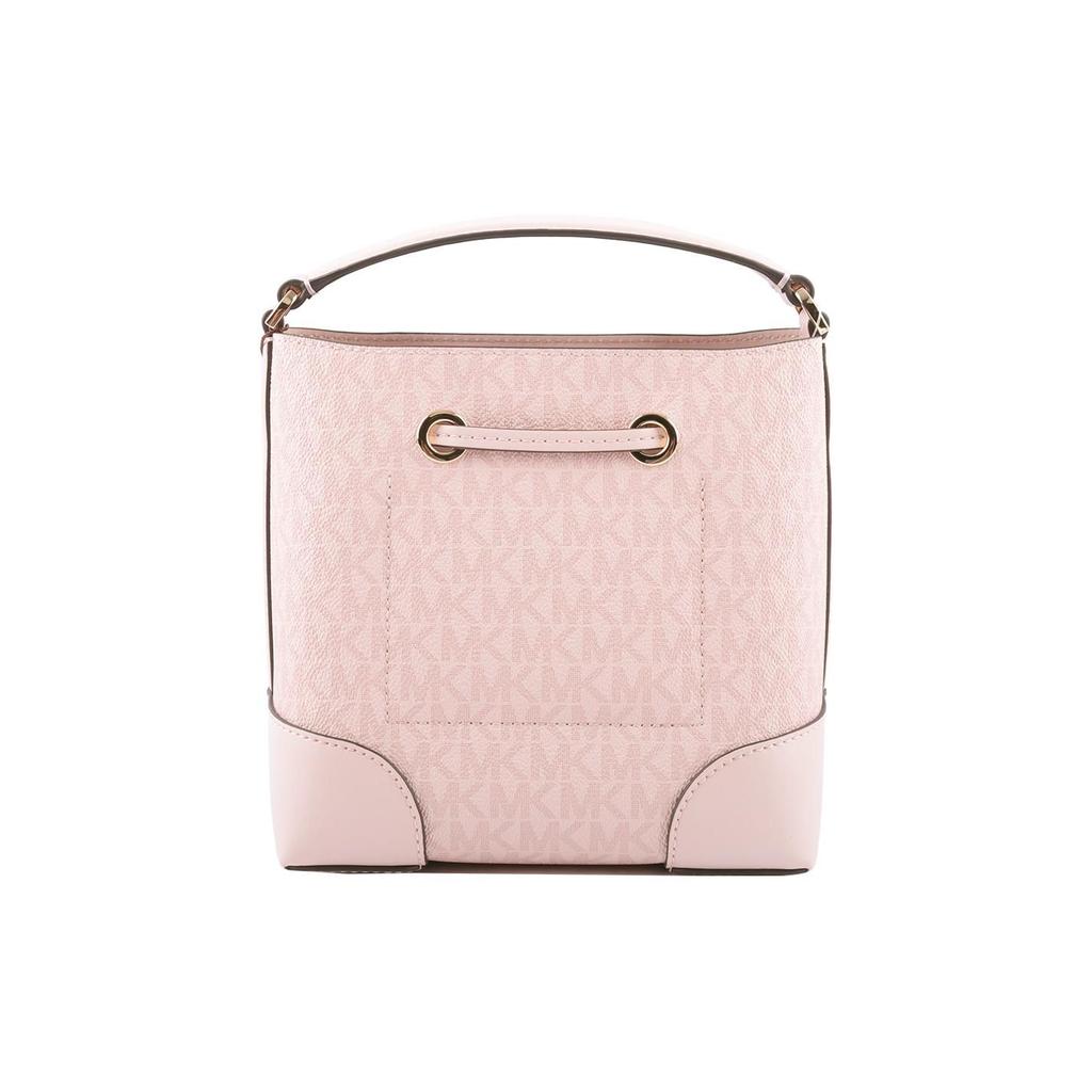 Michael Kors MK Mercer Printed Drawstring Coated Canvas And Leather Bucket Bag Women Bags Pink 35F2GM9M1B-DKPWDRBLSH