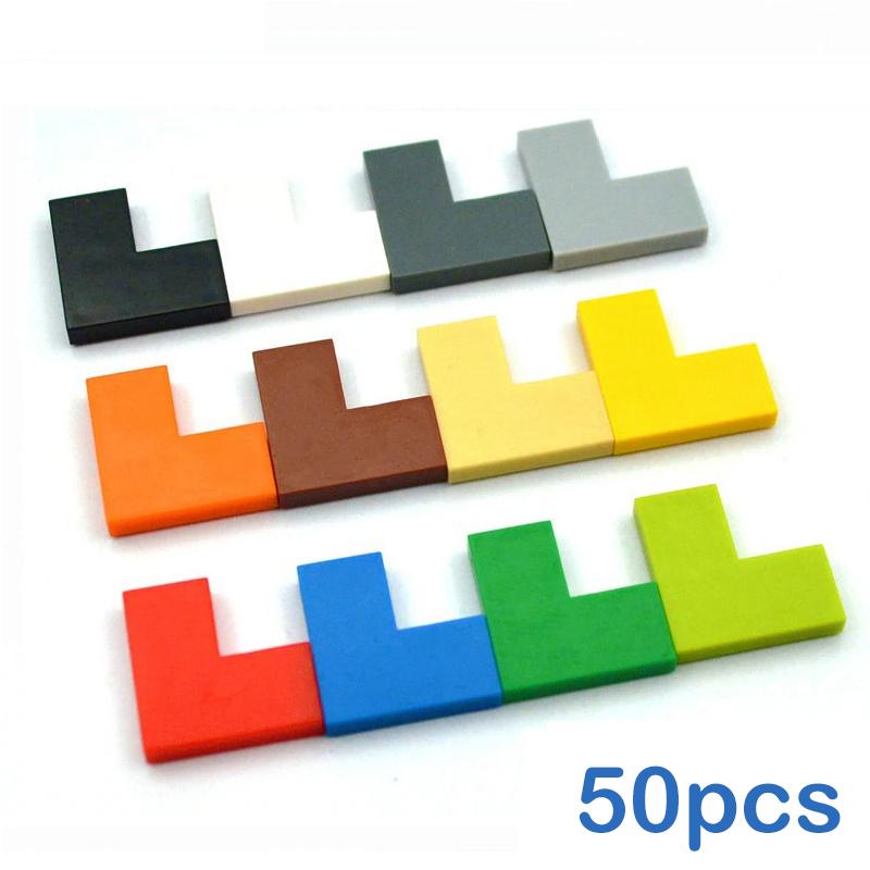 50PCS DIY Building Blocks Smooth 1x2 Tiles - Creative Thin Dots Compatible with Brands