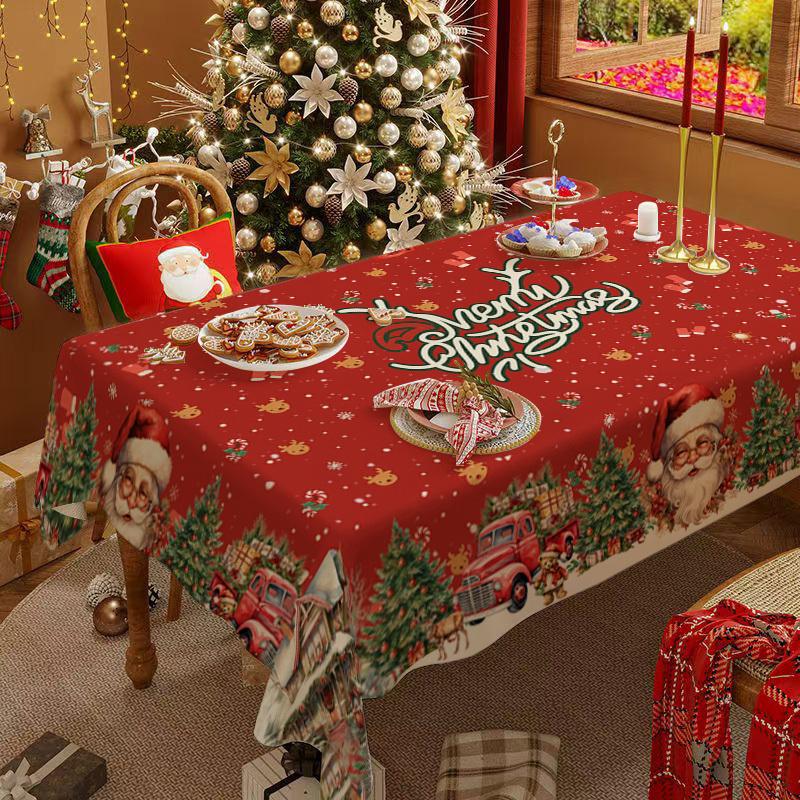 Christmas Tablecloth, Festive Table Decoration, British Style Coffee Table Cover, Stain-resistant and Dustproof Cloth