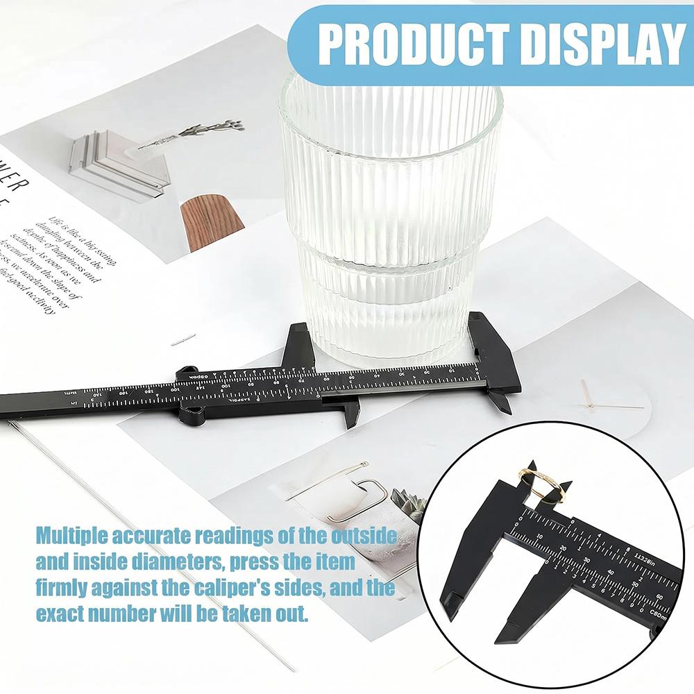 0-150mm/5.91in Plastic Vernier Caliper, Dual Scale Inner Outer Diameter Depth Gauge DIY Household Measuring Tool