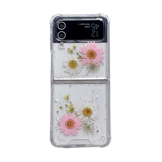 

Для Samsung Galaxy Z Flip 4 3 чехол с сухоцветами, блестящая серебряная фольга, мягкий силиконовый складной противоударный защитный чехол, аксессуары For Samsung Z Flip 3