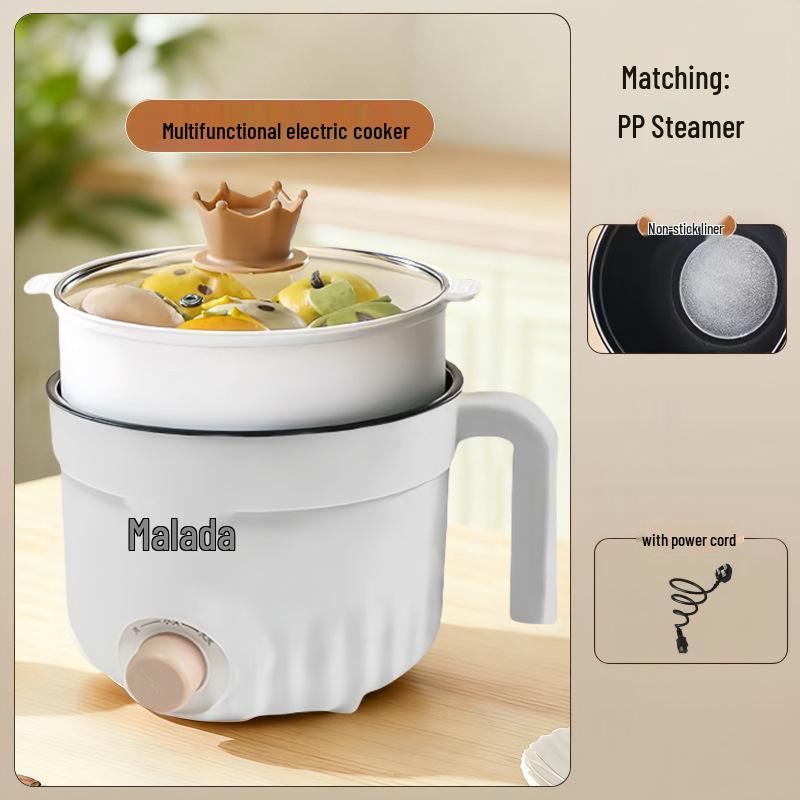 Compact Multifunctional Electric Cooking Pot for Dorms - Steamer, Boiler, Stir-Fryer, and Pan in One