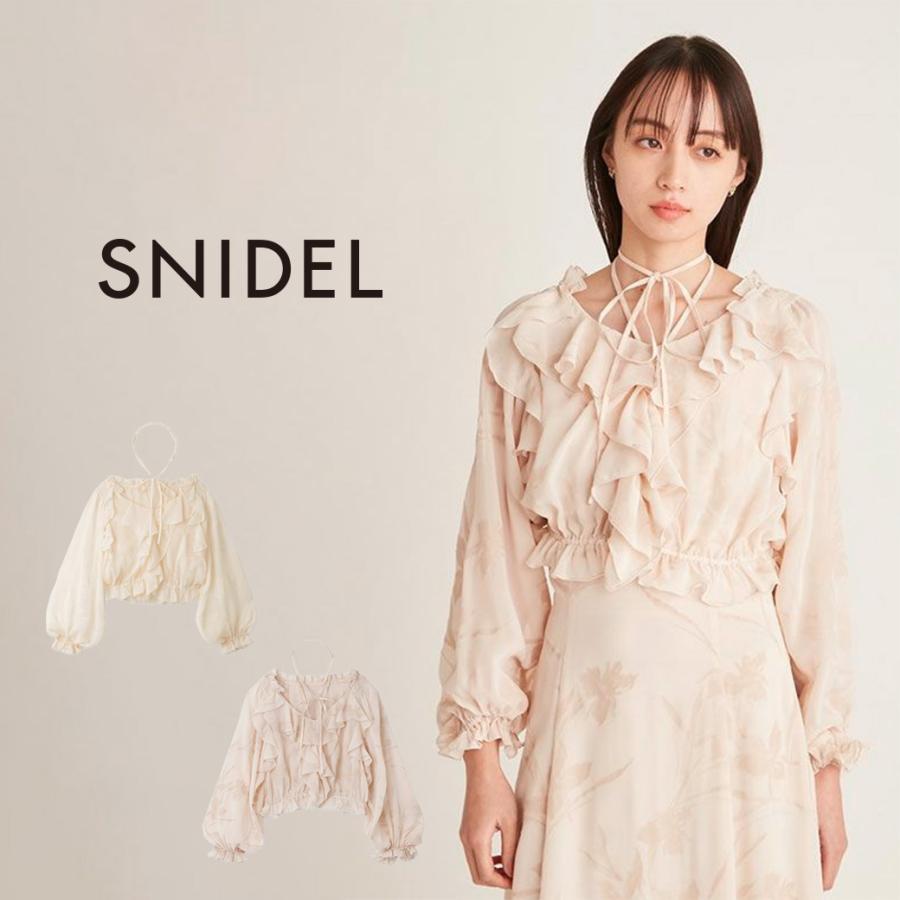 SALE50%OFF SNIDEL Flocky Cropped Blouse swfb231121 Women s Tops Sheer Ruffles Ribbon Spring Coordination