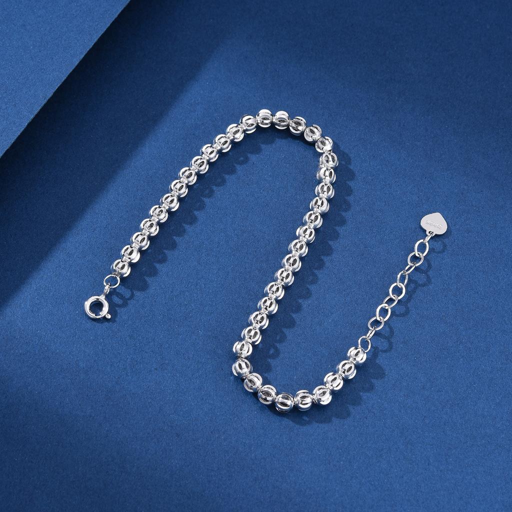 Italian Handmade 925 Sterling Silver Bracelet Women Adjustable Hollow Bead Ball Bangle Fine Jewelry Party Occasions ODM Supply