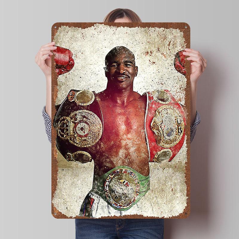 Evander Holyfield Boxer Metal Posters Custom Vintage Metal Signs Wall Art Tin Plaque for Man Cave Home Deco Bedroom Decoration