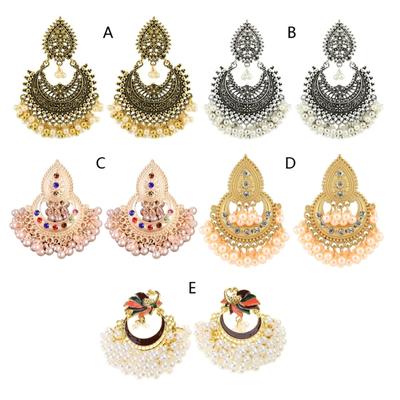 Retro Indische Bollywood Ohrringe Ethnischer Stil Ohrringe Kundan Pfau Jhumka Jhumki Hängeohrring Zigeunerschmuck Dekoration