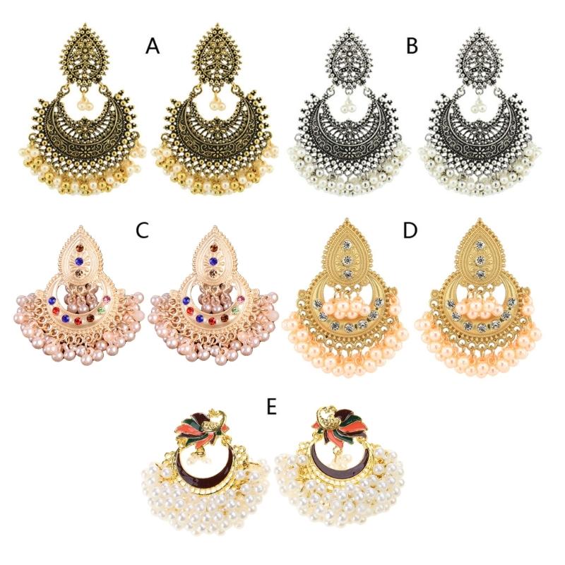 Retro Indian Bollywood Earrings Ethnic Style Earrings Kundan Peacock Jhumka Jhumki Drop Earring Gypsy Jewelry Decoration