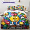 M&M's Bettwäsche mit individuellem Namensmuster, Steppbett-Set, Bettbezug, Kissenbezug, Heim-Geburtstagsgeschenk(1 Bettbezug + 2 Kissenbezüge, ohne Füllung)