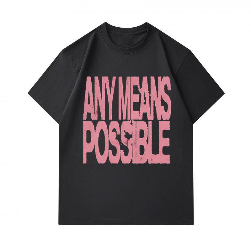 Men's 100% Cotton Crew Neck Short Sleeve T-Shirt, Casual Any Means Possible Letter Print Soft Breathable Lightweight Daily Wear Tee for Casual Outdoor