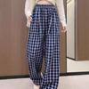 Luosi Plaid Wide-Leg Pants: Retro, Loose-Fit, Versatile Women's Style for 2025