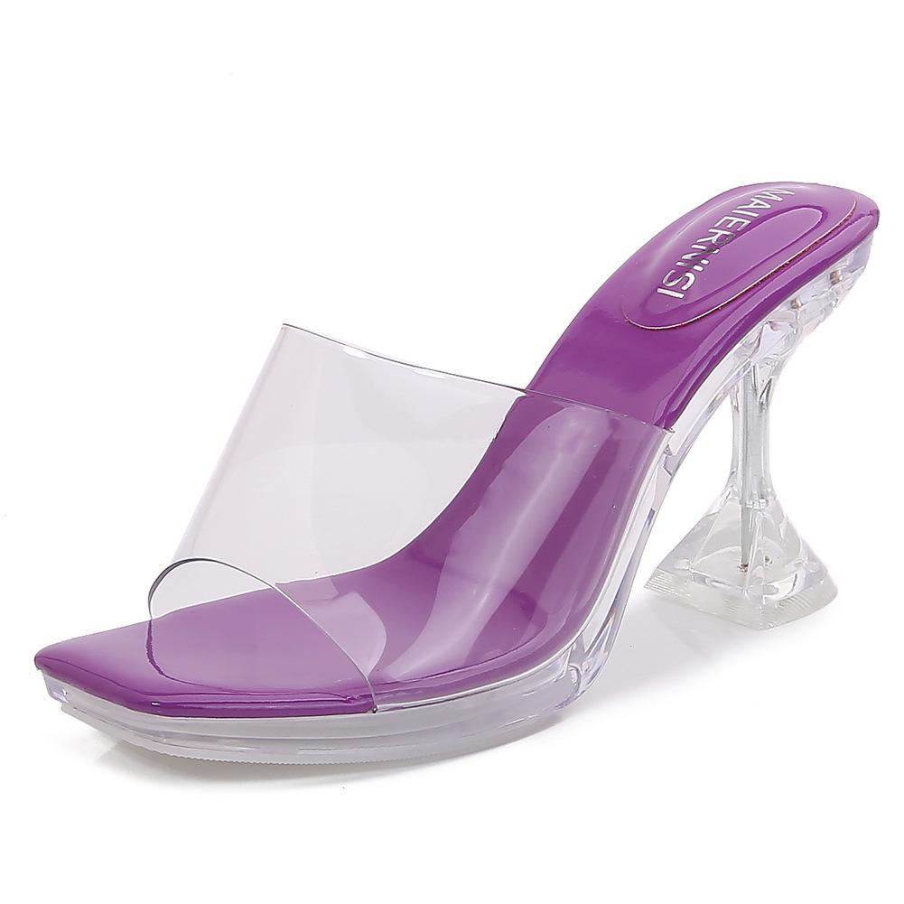 Wine Glass And Super High Heels Waterproof Table Transparent Crystal Fish Mouth Sandals Model Catwalk Slippers Female Summer