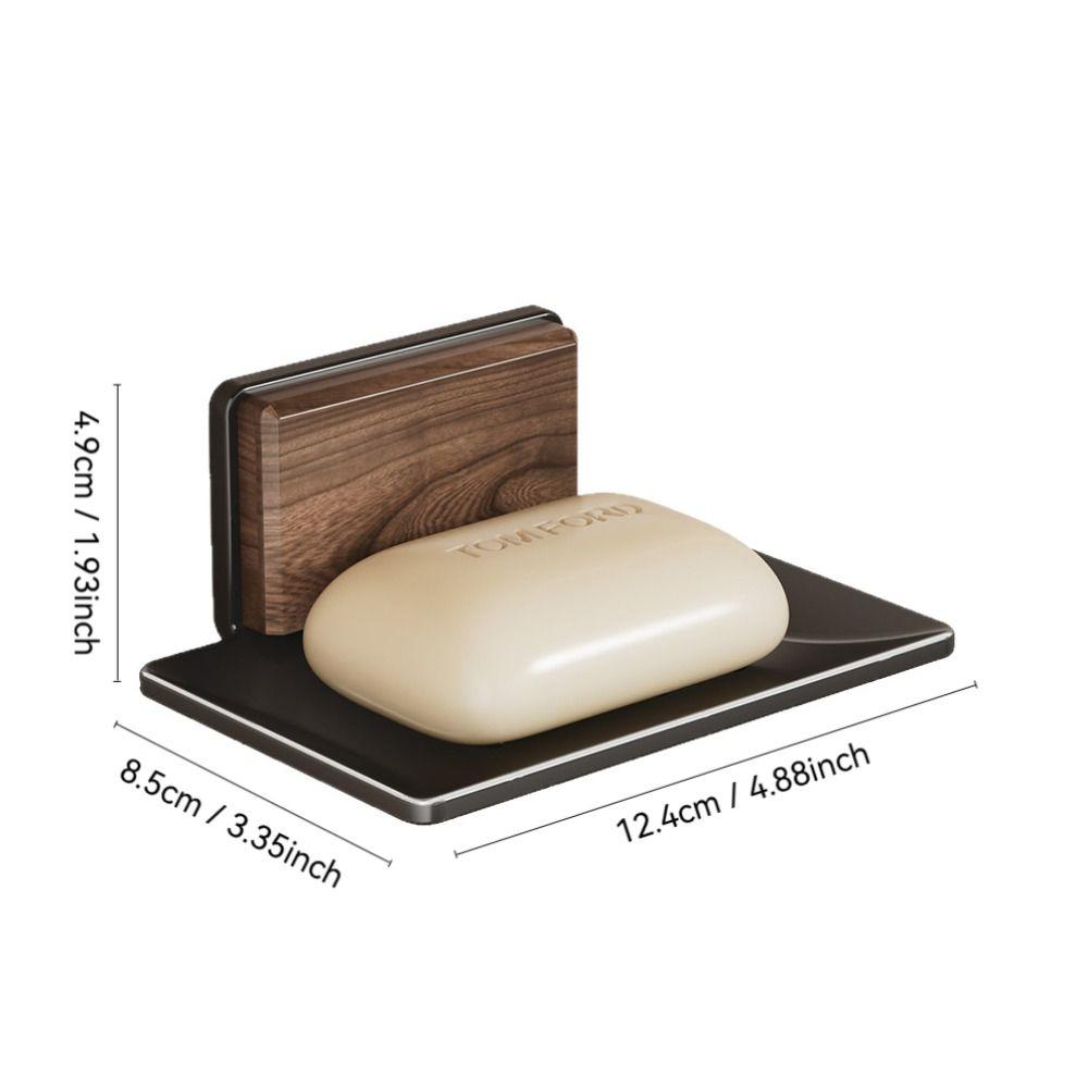 Portable Walnut Soap Dish Punch-free Wall Mounted Sponge Holder Space Saving Reusable Soap Bar Holder for Bathroom Kitchen