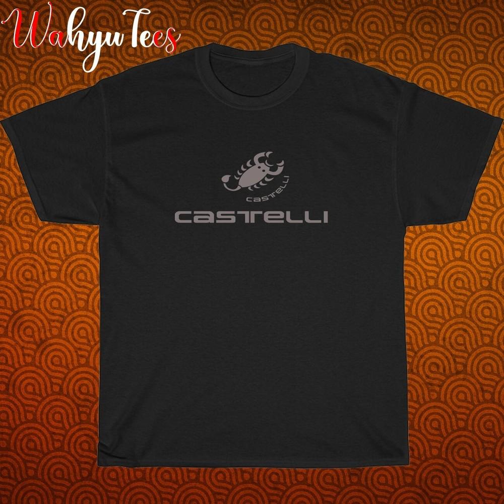 

New! Castelli Cycling Bike Sport Logo Black Navy White Size S-5XL Unisex T-Shirt L